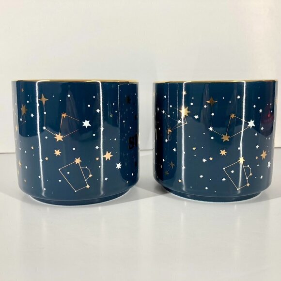 2 Davids Tea "Wish Upon a Star" Navy Constellation Gold Rim Mugs 473mL / 16oz - Picture 4 of 8